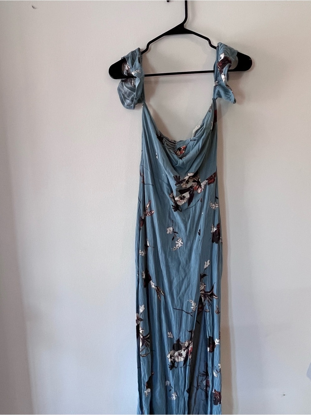 audrey Blue Floral Maxi Dress with Tie Straps